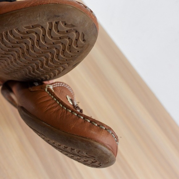 Leather Boat Loafers Womens‎ 7.5 D GEOX Respira Tan Deck Tie Moccasin Nautical - Picture 13 of 14